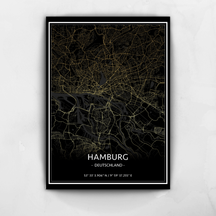Hamburg Map Leinwand Leinwand by inspird.de